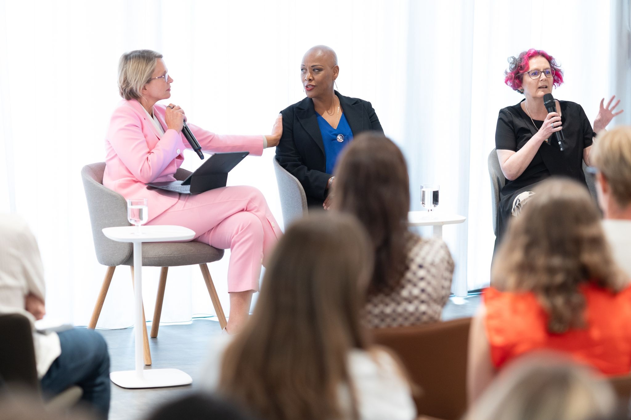Sharon-Ann Phillips in panel discussion with Dame Emma Walmsley, CEO of GSK, and Sophie Castell, CEO of Myeloma UK